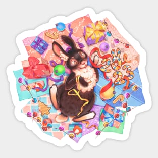 Christmas and New Year's Rabbit Sticker